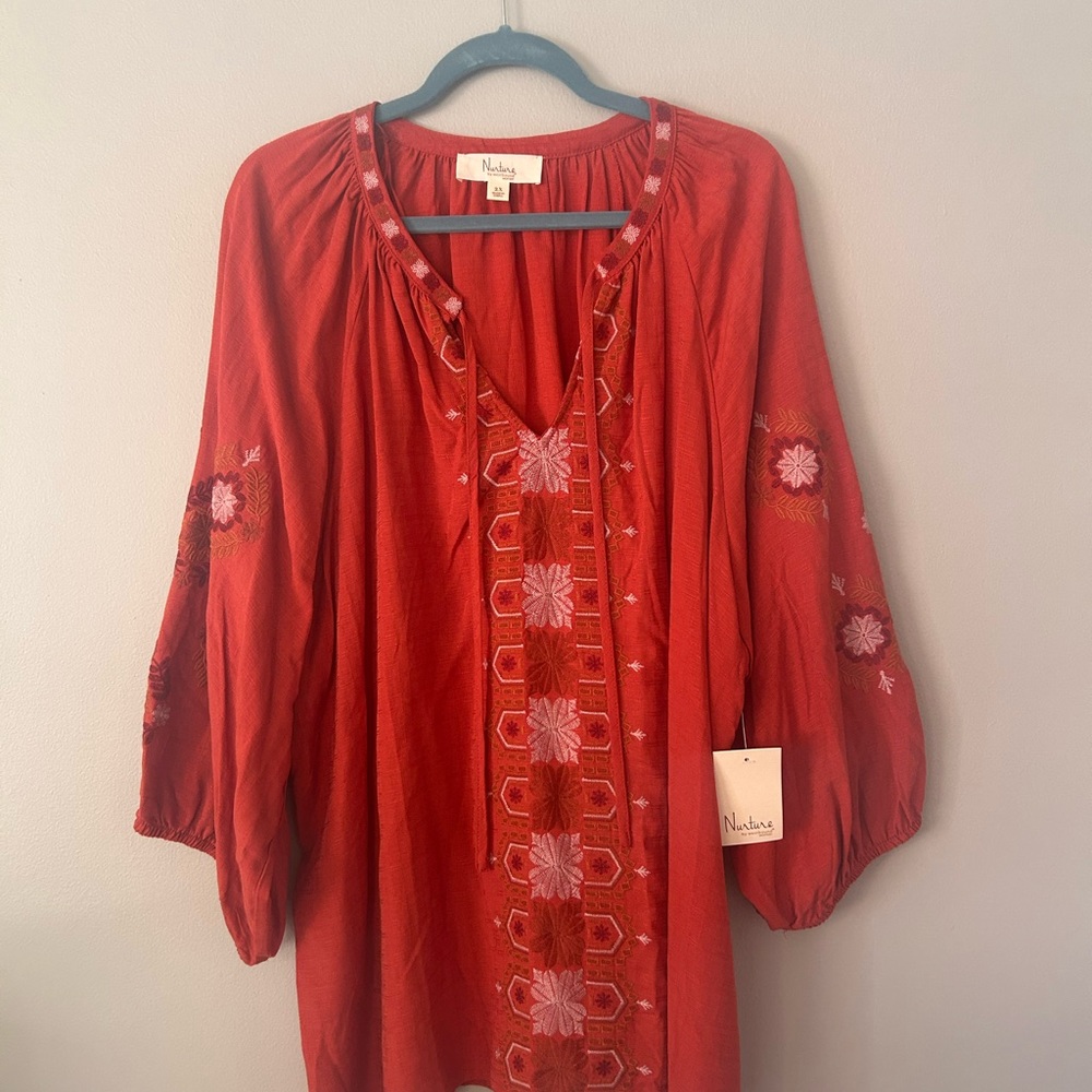 Westbound Burnt Orange Embroidered Tunic